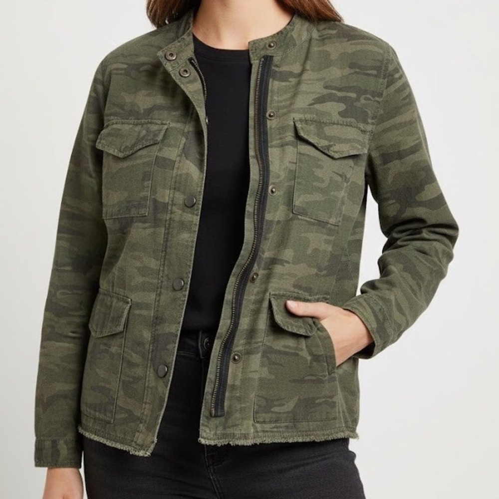 Sanctuary Camo Utility Jacket Button Zip Pockets … - image 1